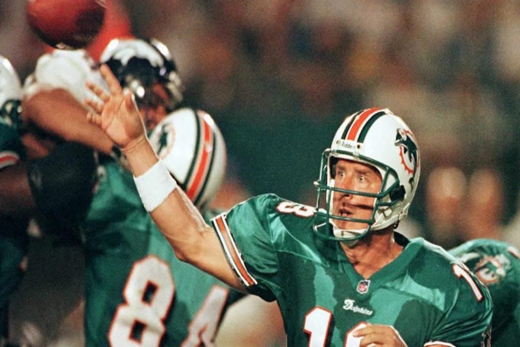 Dan Marino throwing a football