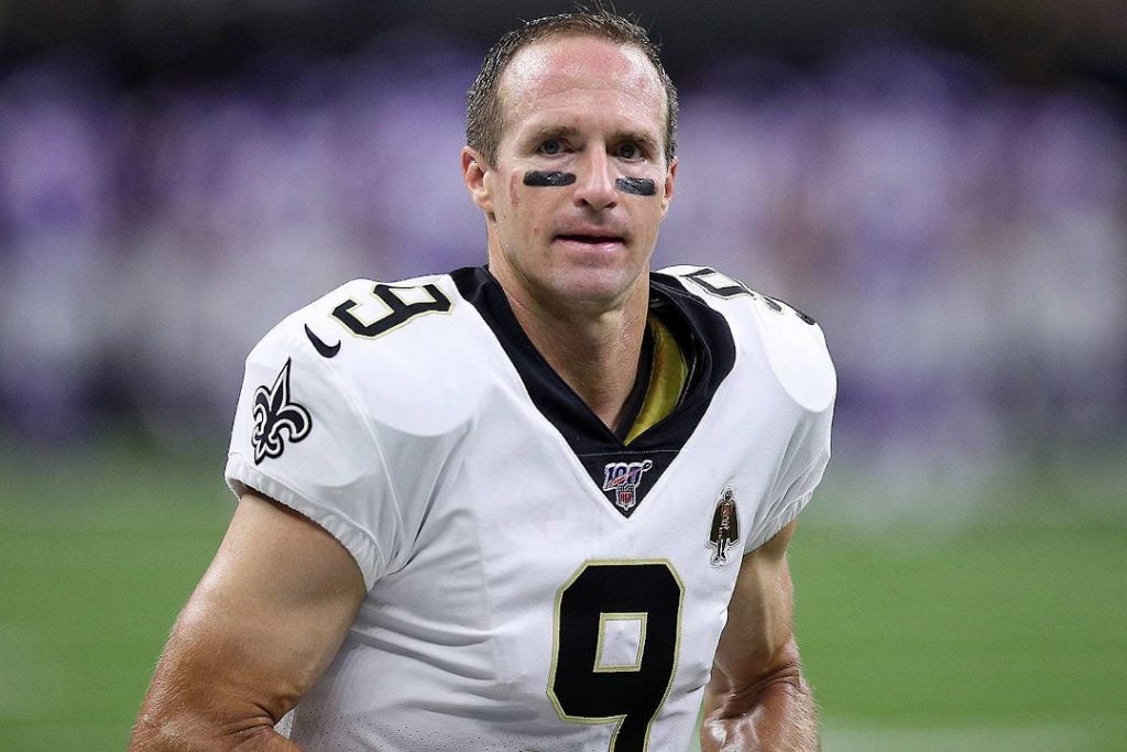 Drew Brees starring at the camera