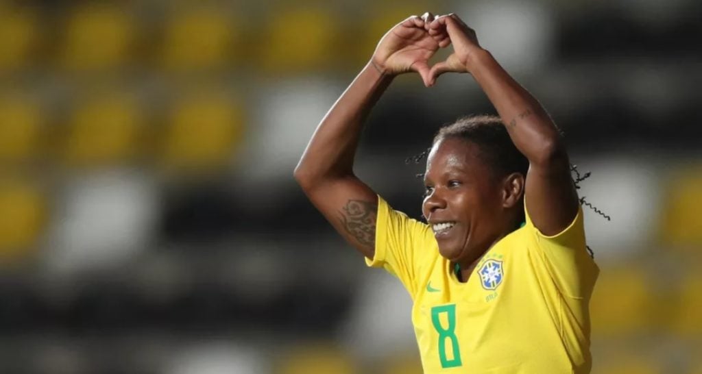 Formiga comemora gol pela Seleção Brasileira Feminina