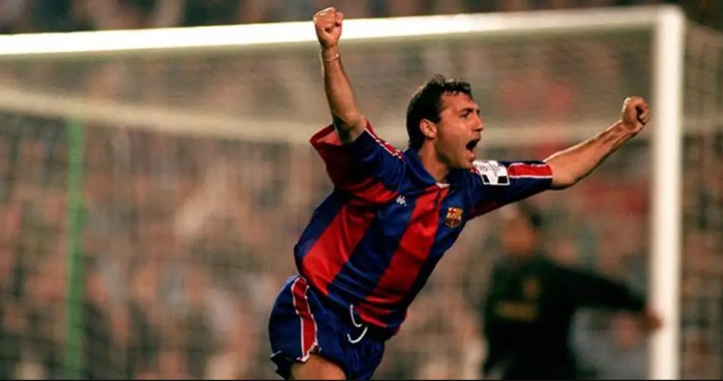 Stoichkov comemora gol marcado pelo Barça