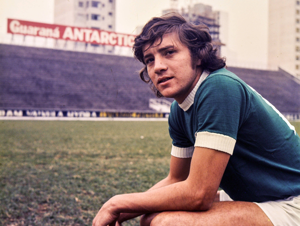 Leivinha de cócoras dentro do campo do Palmeiras